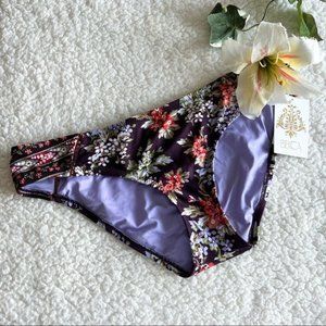 NWT Becca Swim Bikini Bottoms Floral Cottage Hipster Purple R14